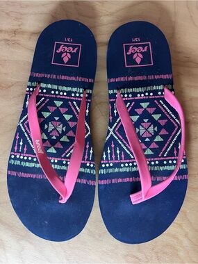 Reef Bliss-full Navy del Sur Flip Flops